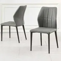Harrow Dining Chair - Grey, Faux Leather