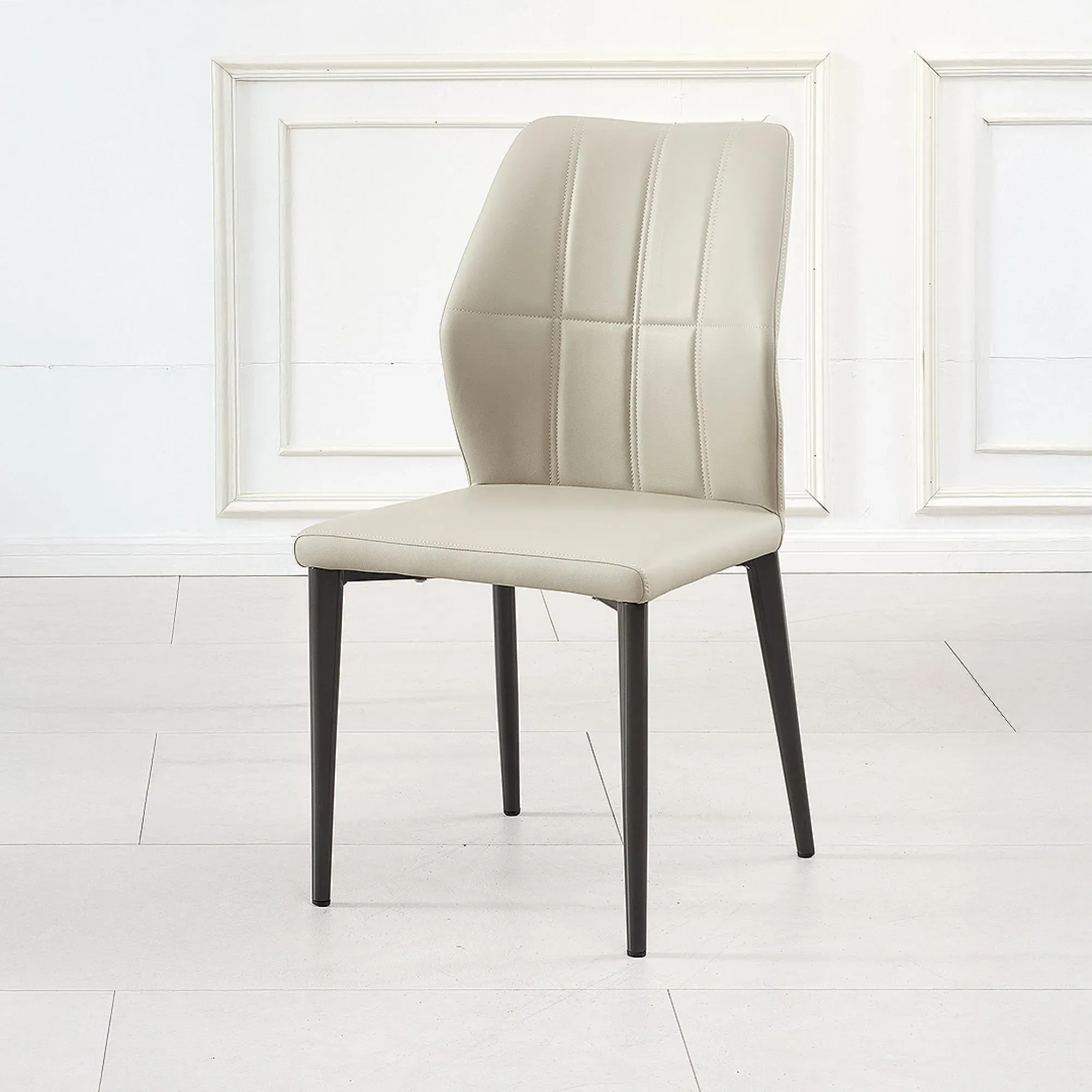 Harrow Dining Chair - Taupe, Faux Leather