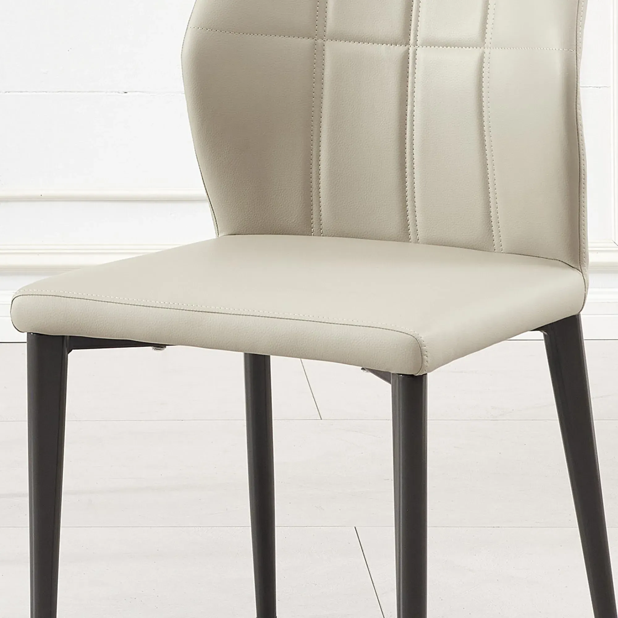 Harrow Dining Chair - Taupe, Faux Leather