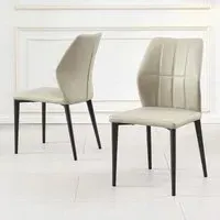 Harrow Dining Chair - Taupe, Faux Leather