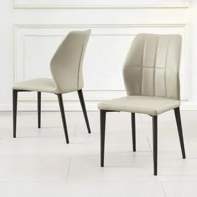Harrow Dining Chair - Taupe, Faux Leather