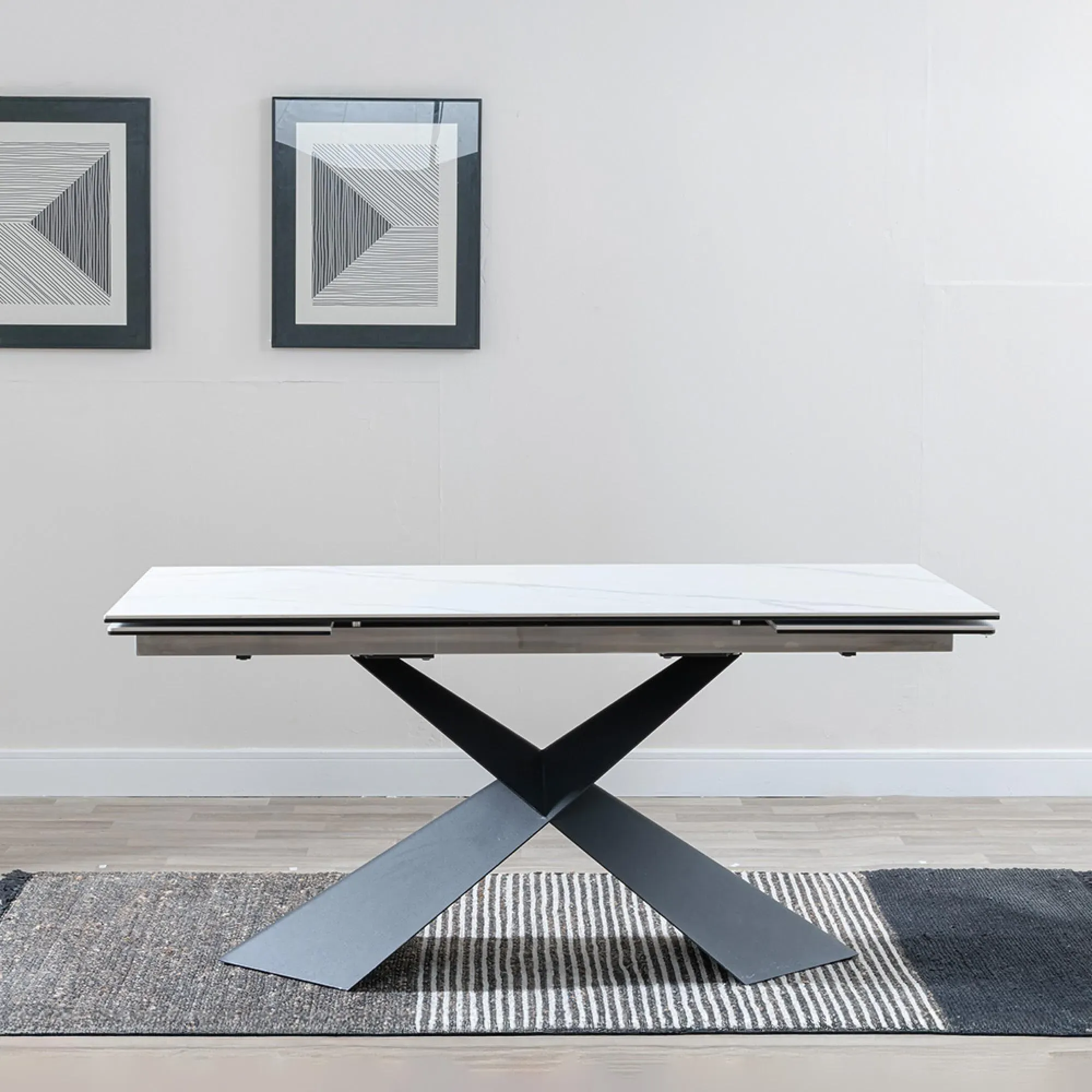 Hayden 6-10 Seater Extendable Dining Table - White, Ceramic