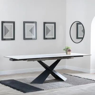 Hayden 6-10 Seater Extendable Dining Table - White, Ceramic