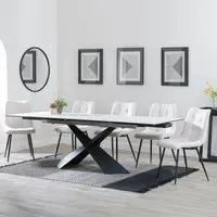 Hayden Extending Dining Set with Corona Chairs - White, Fabric