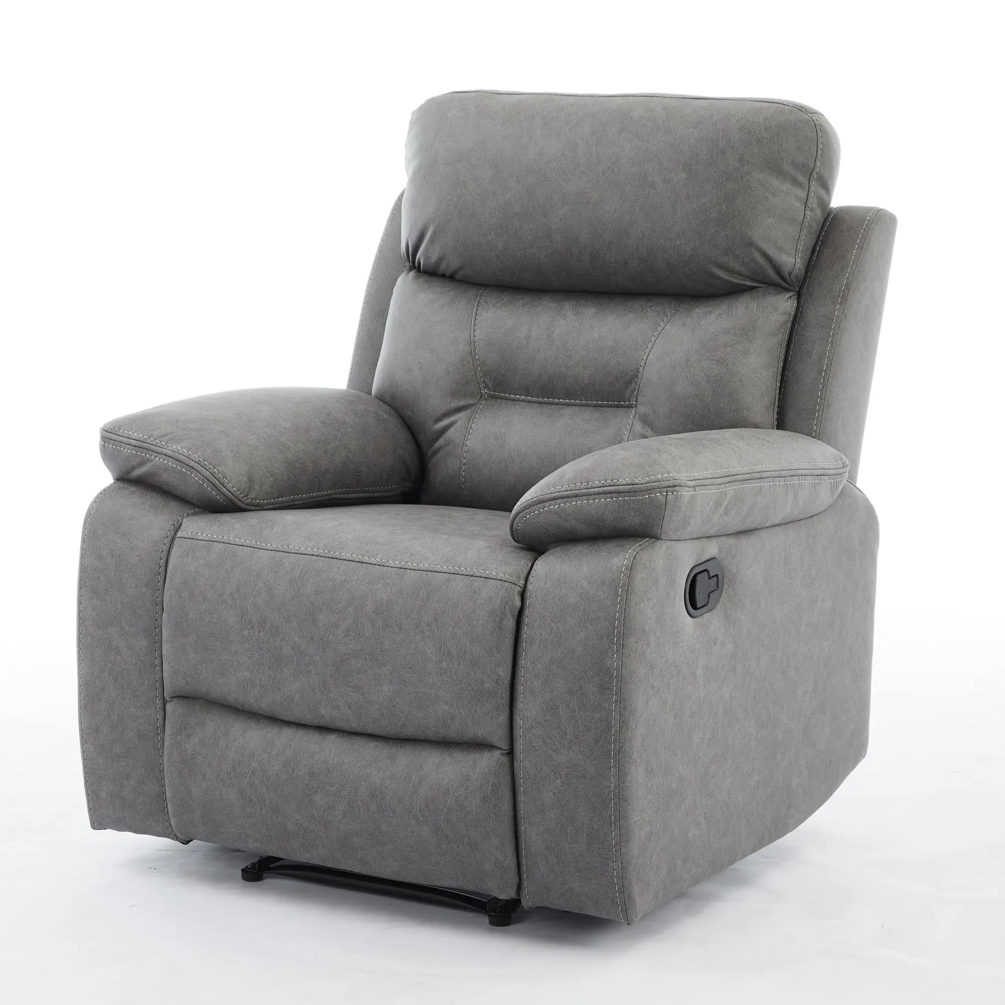 Hayley Manual Recliner Armchair - Grey, Fabric