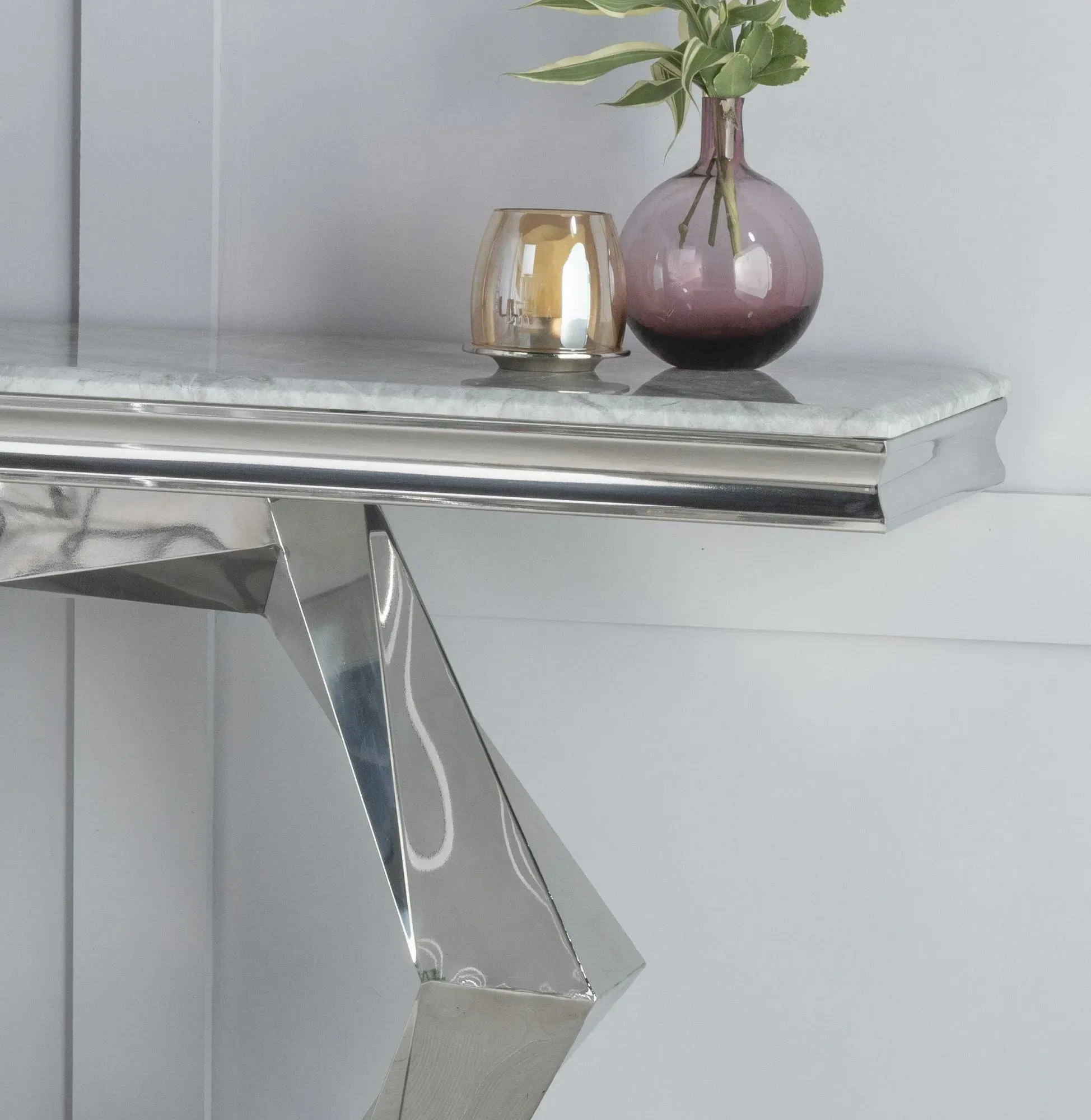 Hexa Rectangular Console Table - Grey, Marble