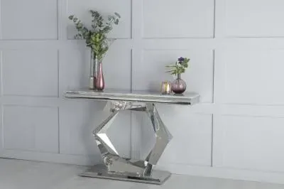 Hexa Rectangular Console Table - Grey, Marble image