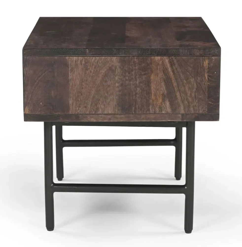 Highgrove Fluted Lamp Table - Walnut, Mango Wood