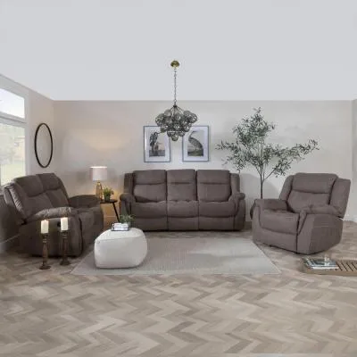 Hilbert 3-Piece Recliner Sofa Set - Brown, Fabric image