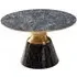 Hourglass Round Coffee Table with Gold Trim - Grey, Ceramic