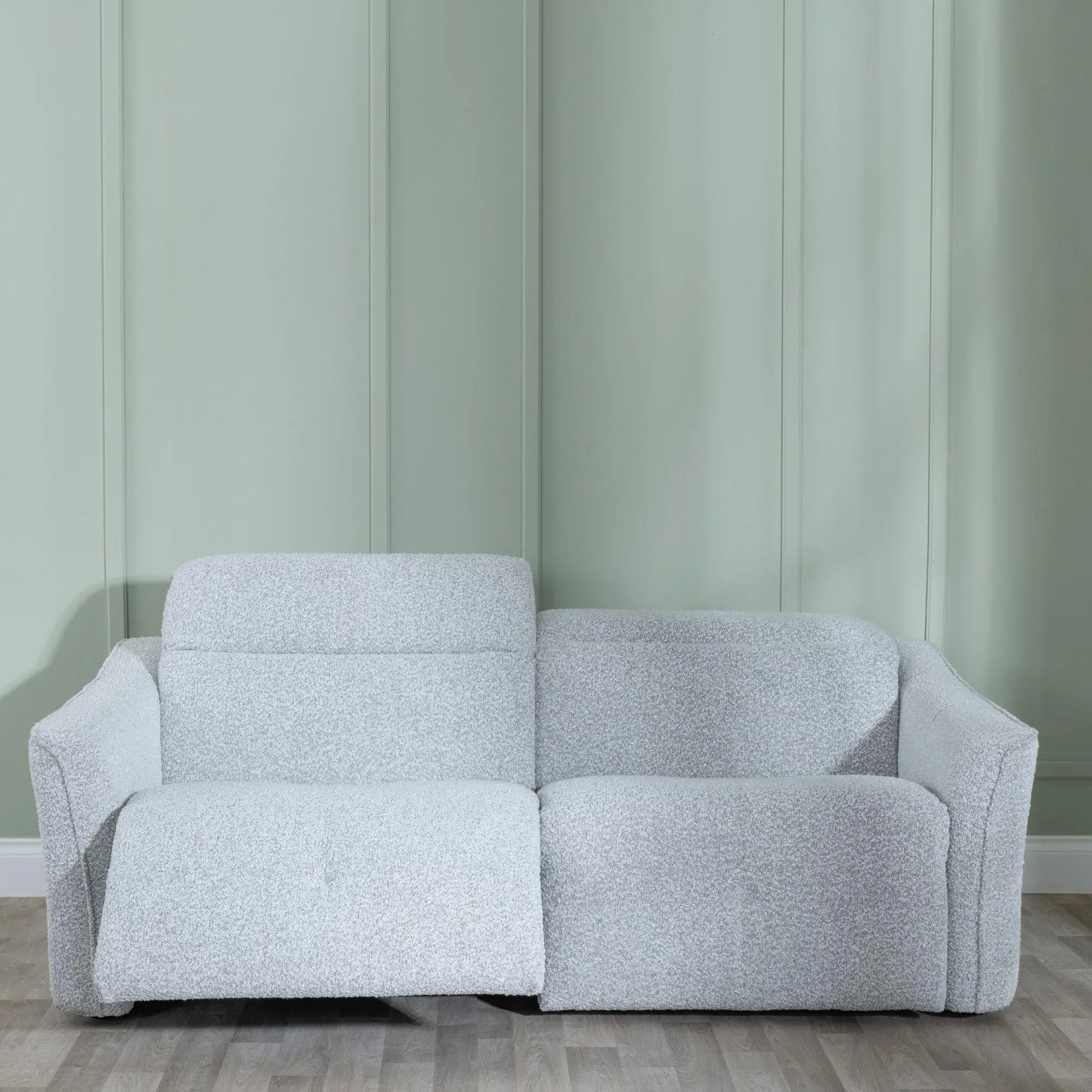 Inca 3-Seater Electric Recliner Sofa - Light Grey, Teddy Fabric