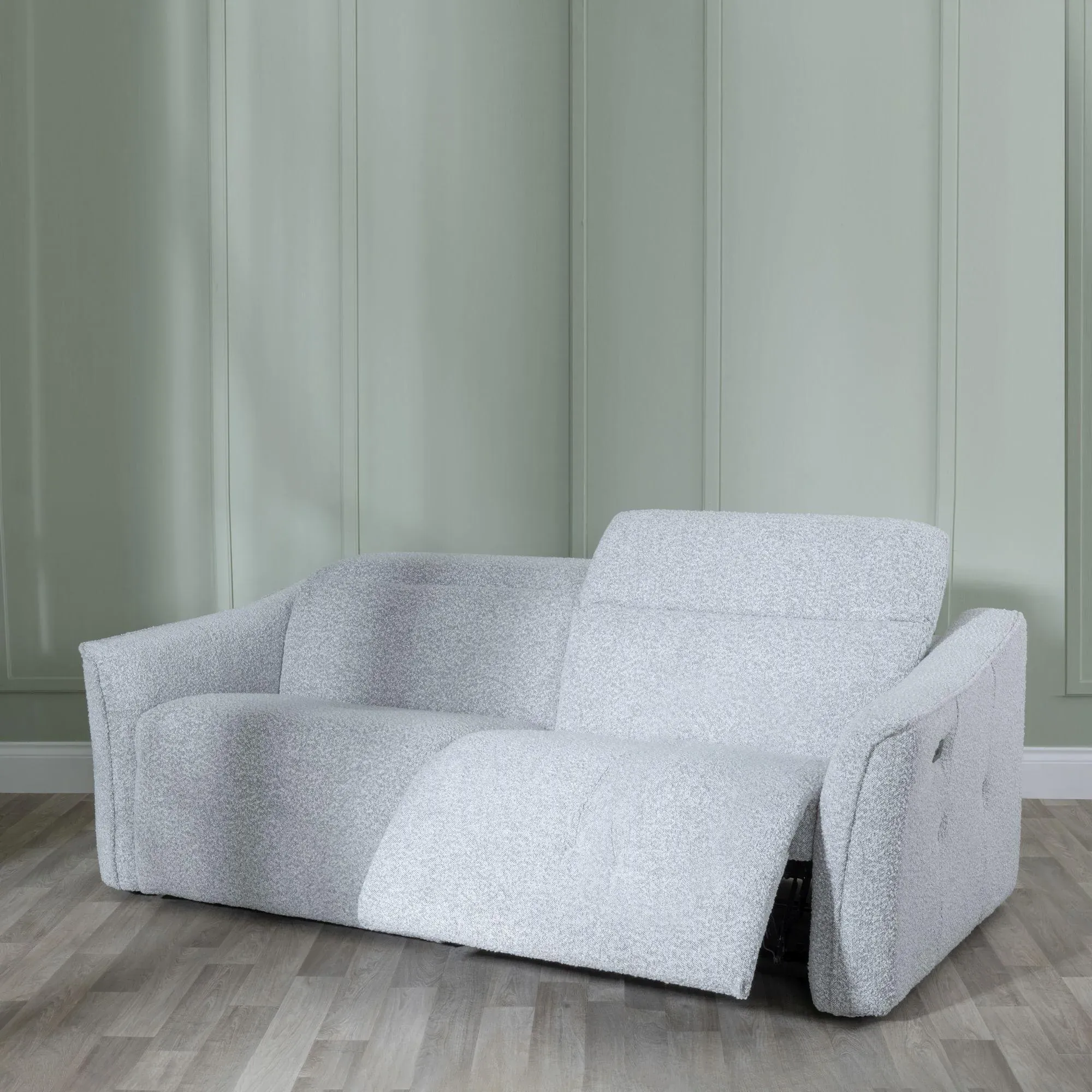 Inca 3-Seater Electric Recliner Sofa - Light Grey, Teddy Fabric