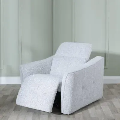Inca Electric Recliner Armchair - Light Grey, Teddy Fabric image
