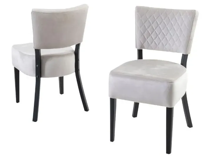 Indus Dining Chair with Quilted Stitching - Beige, Velvet