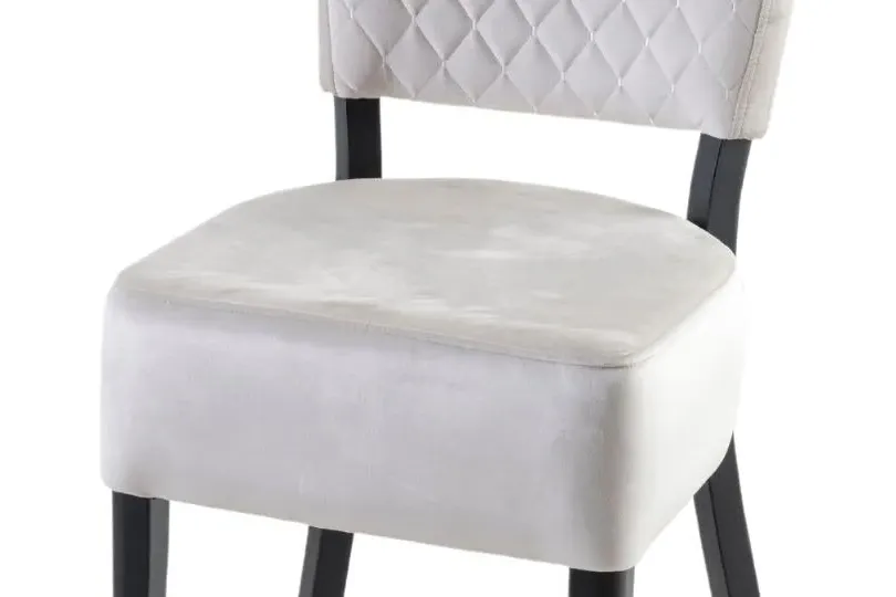 Indus Dining Chair with Quilted Stitching - Beige, Velvet