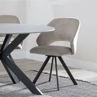 Ion Swivel Dining Chair - Beige, Velvet