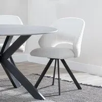Ion Swivel Dining Chair - Cream, Boucle