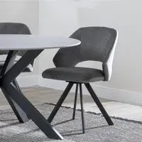 Ion Swivel Dining Chair - Grey, Velvet