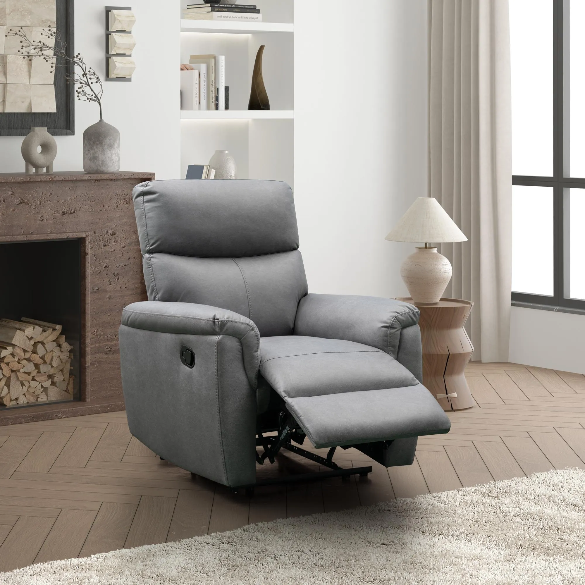 Isabela Manual Recliner Armchair - Grey, Endurance Fabric