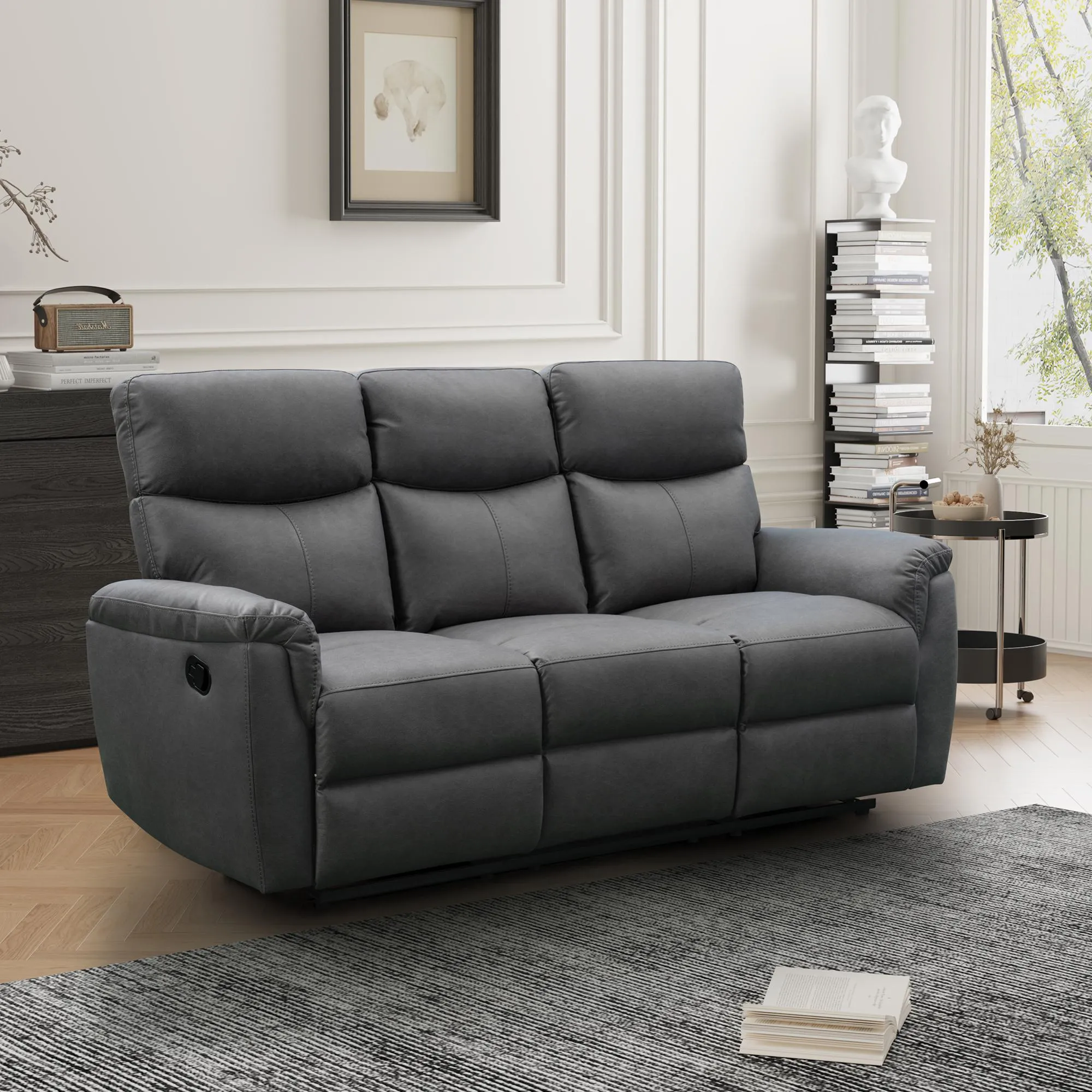 Isabela Manual Recliner Sofa Set - Grey, Endurance Fabric