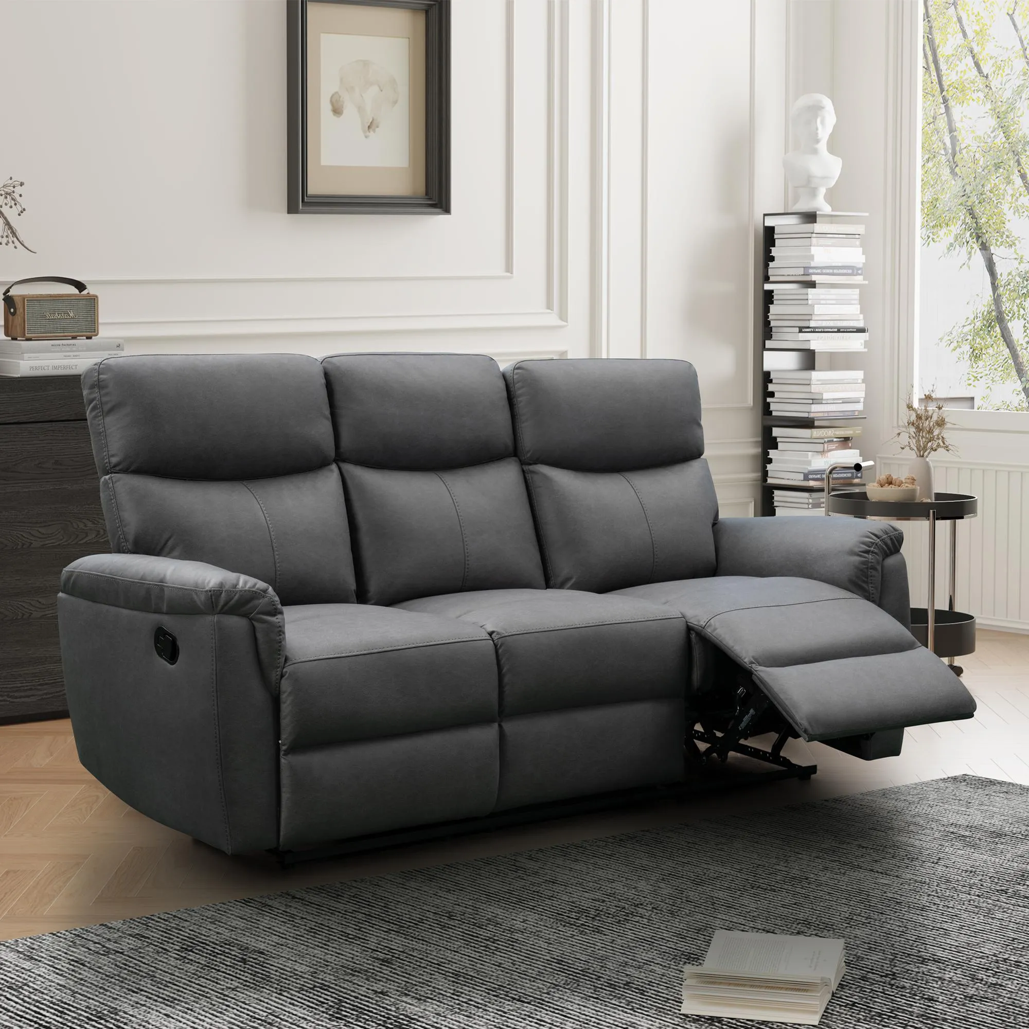 Isabela Manual Recliner Sofa Set - Grey, Endurance Fabric