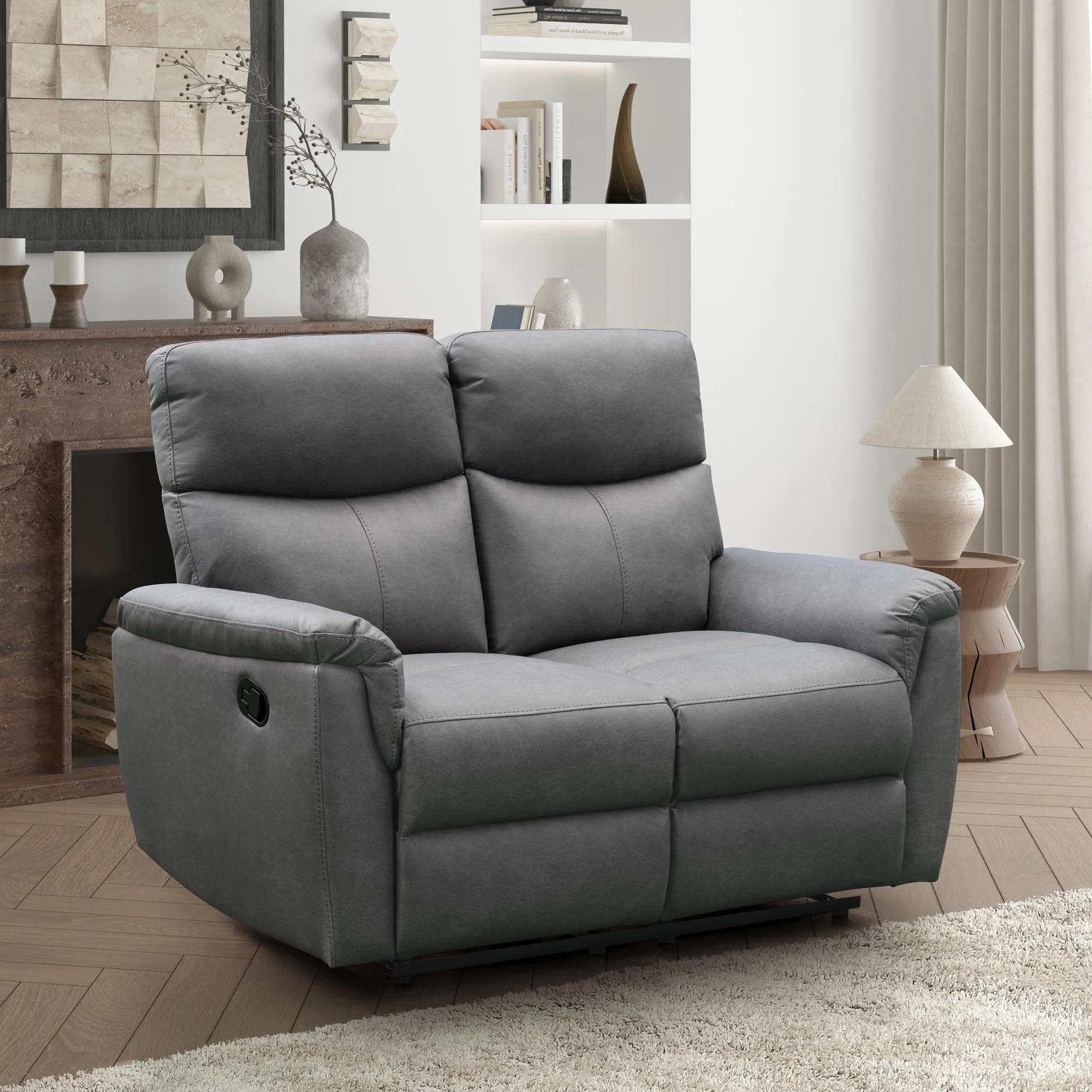 Isabela Manual Recliner Sofa Set - Grey, Endurance Fabric