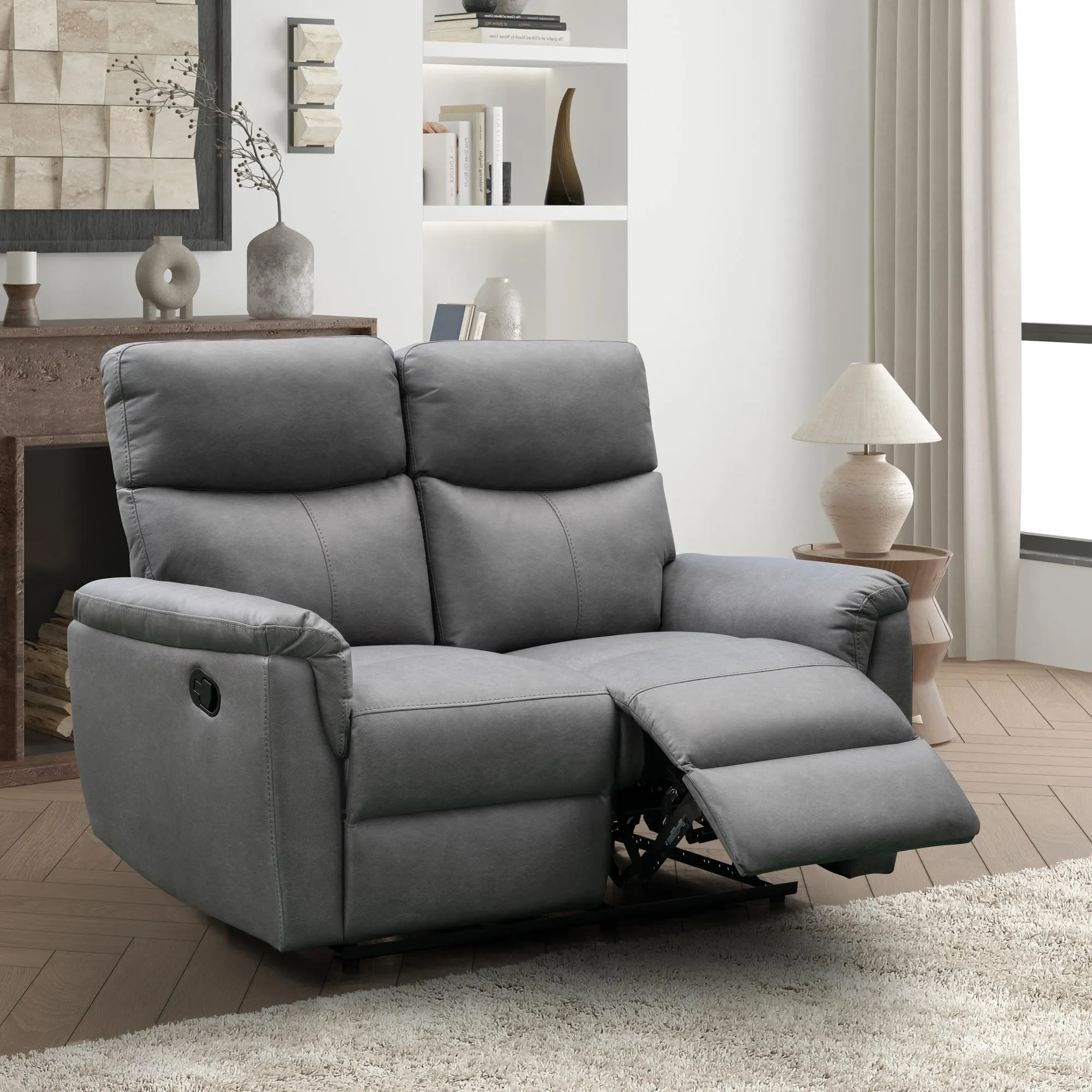 Isabela Manual Recliner Sofa Set - Grey, Endurance Fabric