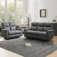Isabela Manual Recliner Sofa Set - Grey, Endurance Fabric