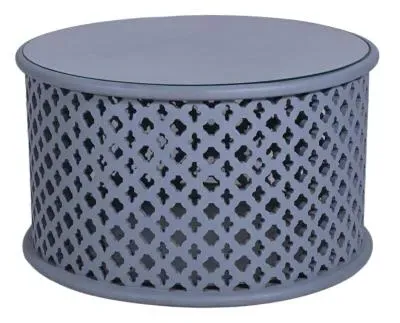 Jaipur Lattice Round Coffee Table - Grey, Mango Wood image