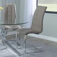 Jamison Cantilever Dining Chair - Beige, Faux Leather