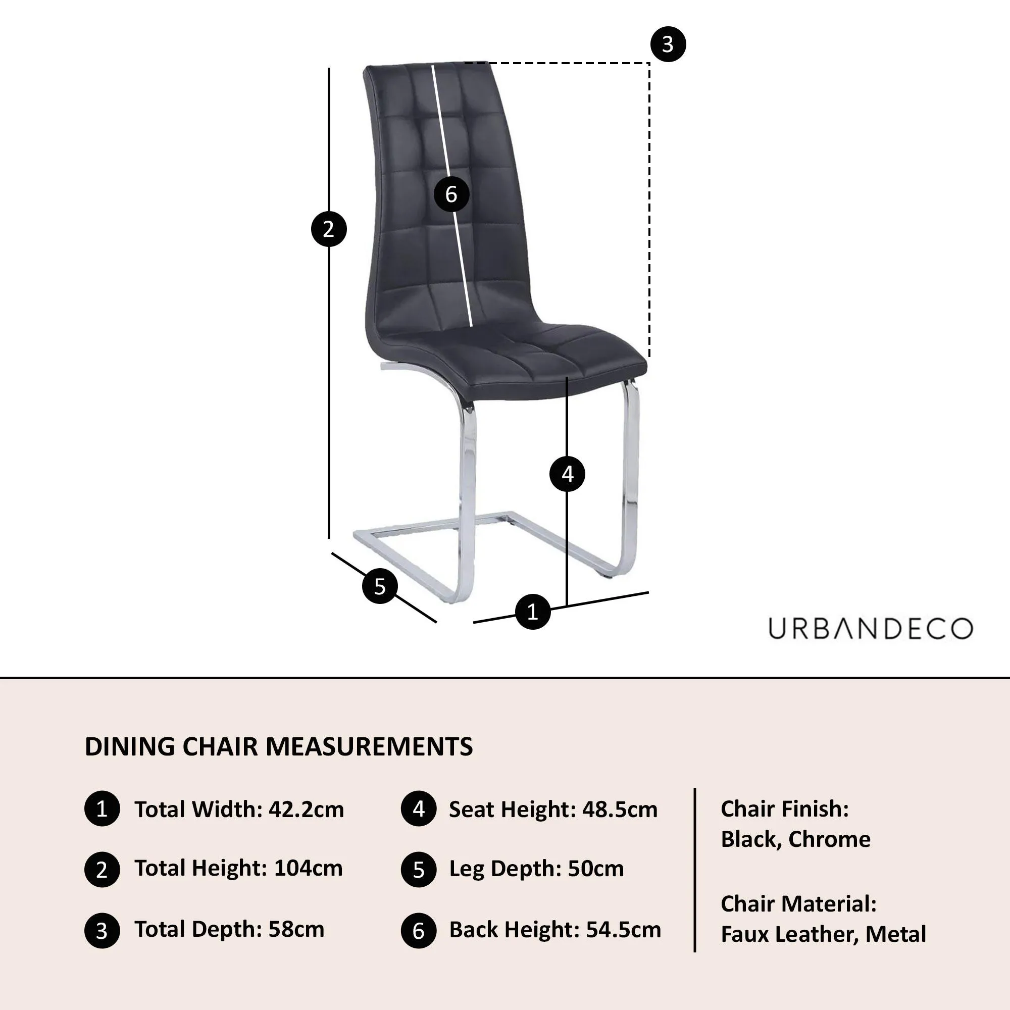 Jamison Cantilever Dining Chair - Black, Faux Leather