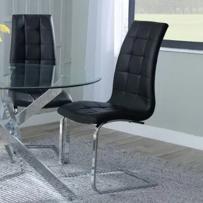 Jamison Cantilever Dining Chair - Black, Faux Leather