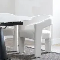 Kiefer Dining Armchair - Cream, Boucle Fabric