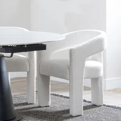 Kiefer Dining Armchair - Cream, Boucle Fabric image