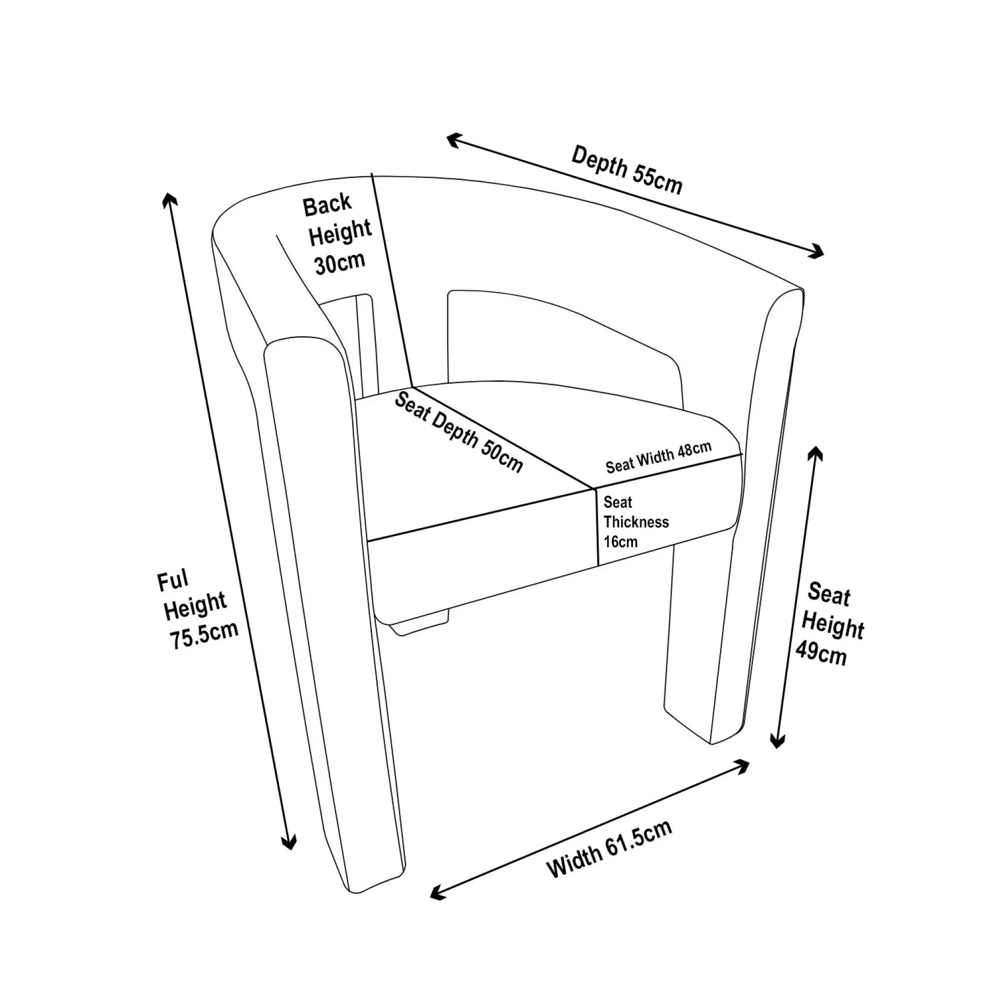 Kiefer Dining Armchair - Grey, Boucle Fabric