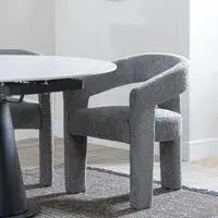 Kiefer Dining Armchair - Grey, Boucle Fabric