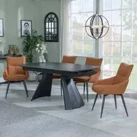 Kinston Extending Dining Set with Ace Swivel Chair - Black, Fabric