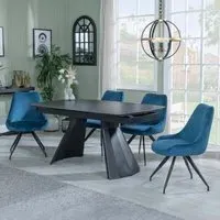 Kinston Extending Dining Set with Arctic Swivel Chair - Blue, Velvet