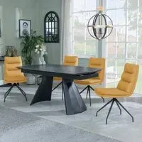 Kinston Extending Dining Set with Diego Swivel Chair - Black, Leather