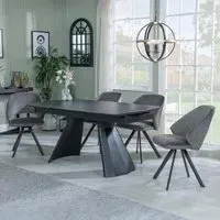 Kinston Extending Dining Set with Ion Swivel Chair - Black, Velvet