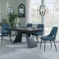Kinston Extending Dining Set with Peyton Chair - Black, Fabric