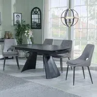 Kinston Extending Dining Set with Peyton Chair - Black, Fabric