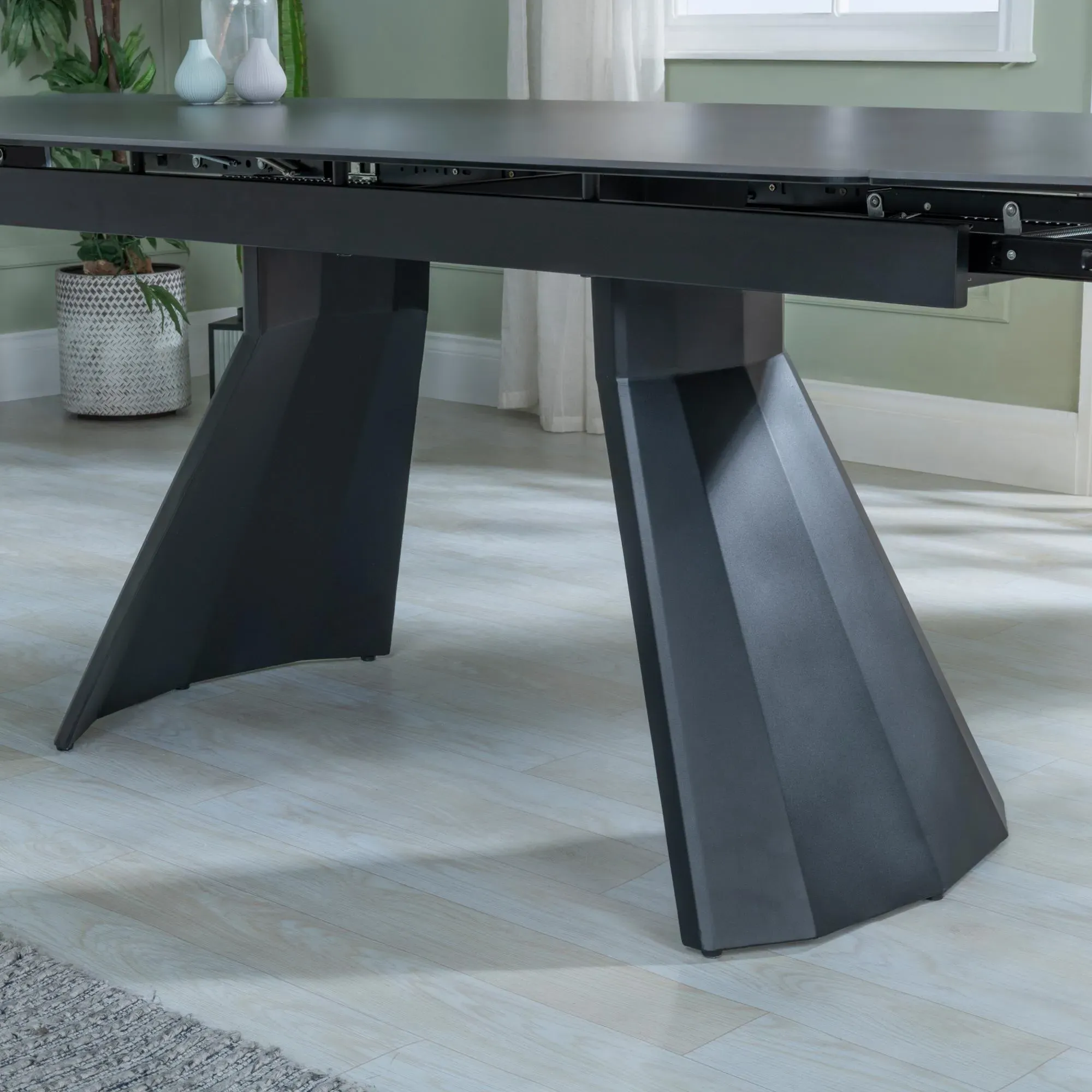 Kinston Extending Dining Set with Theo Swivel Chair - Black, Fabric