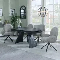 Kinston Extending Dining Set with Theo Swivel Chair - Black, Fabric