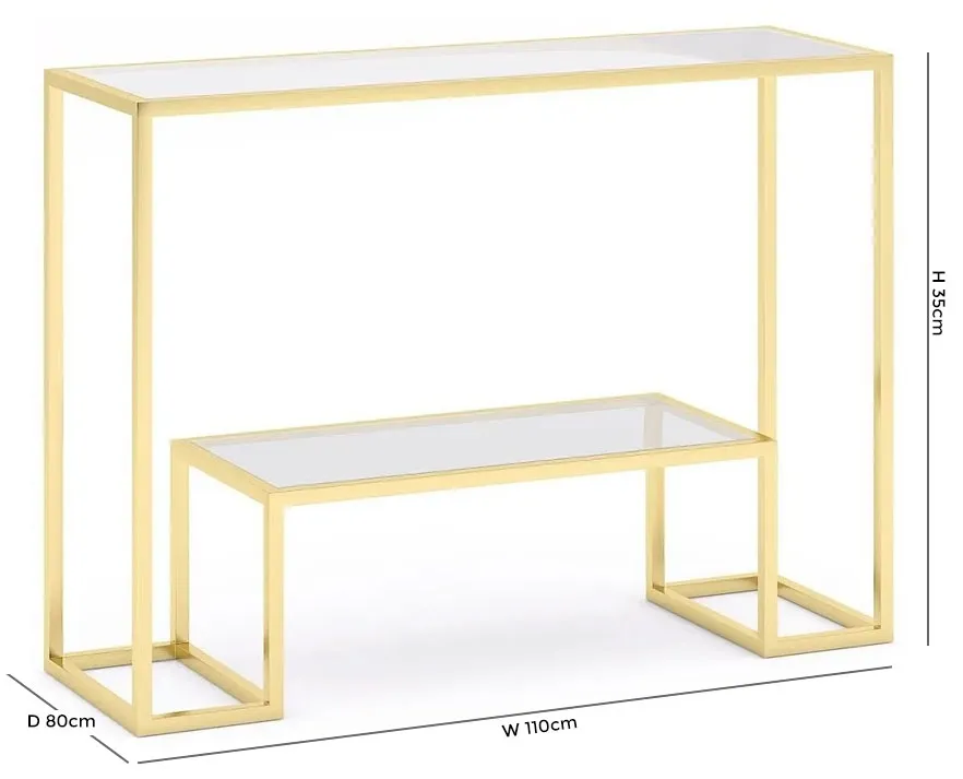 Knightsbridge Console Table - Gold, Glass