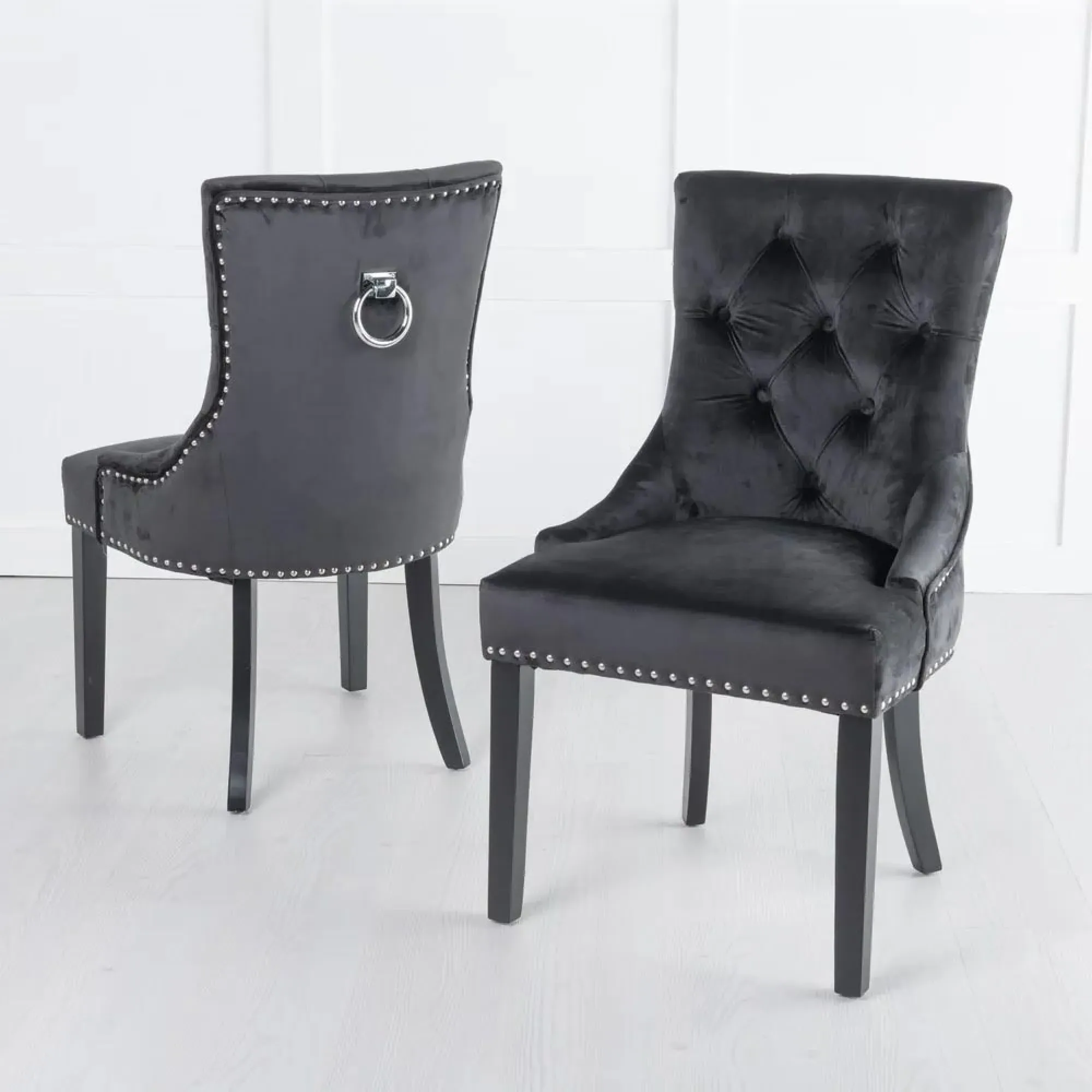 Knocker Back Dining Chair - Black, Velvet