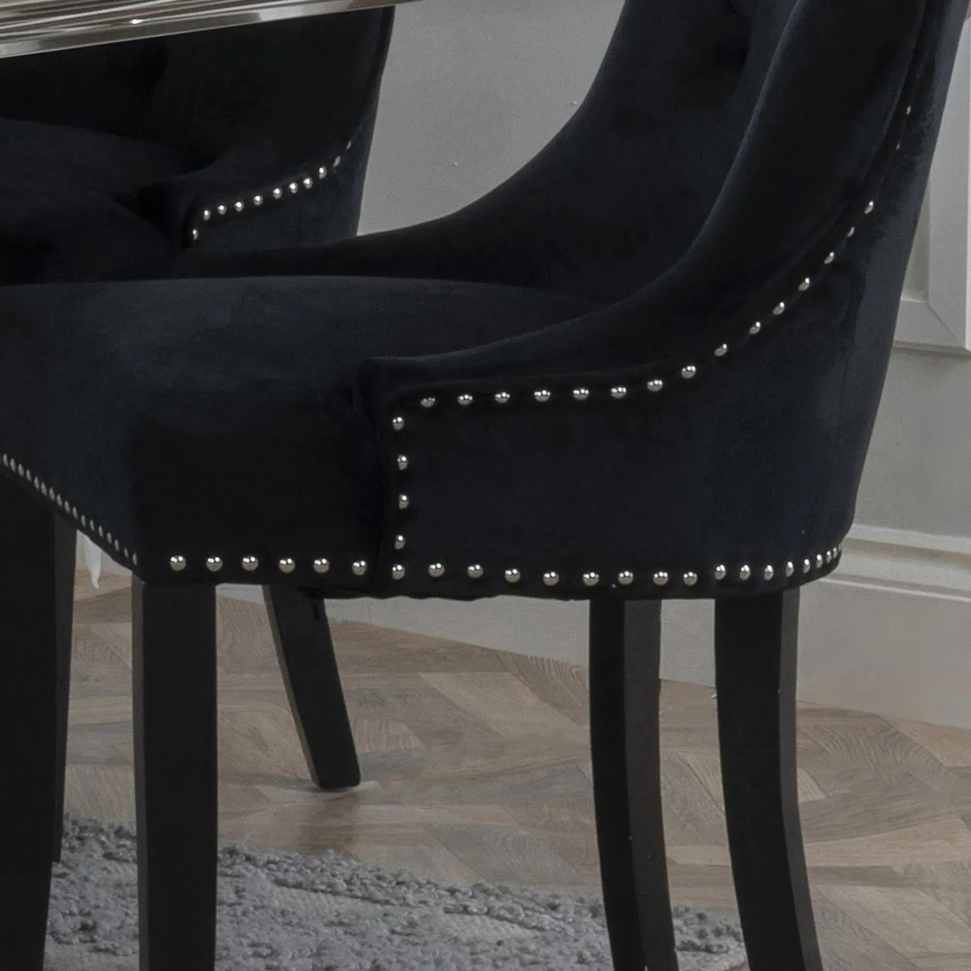 Knocker Back Dining Chair - Black, Velvet