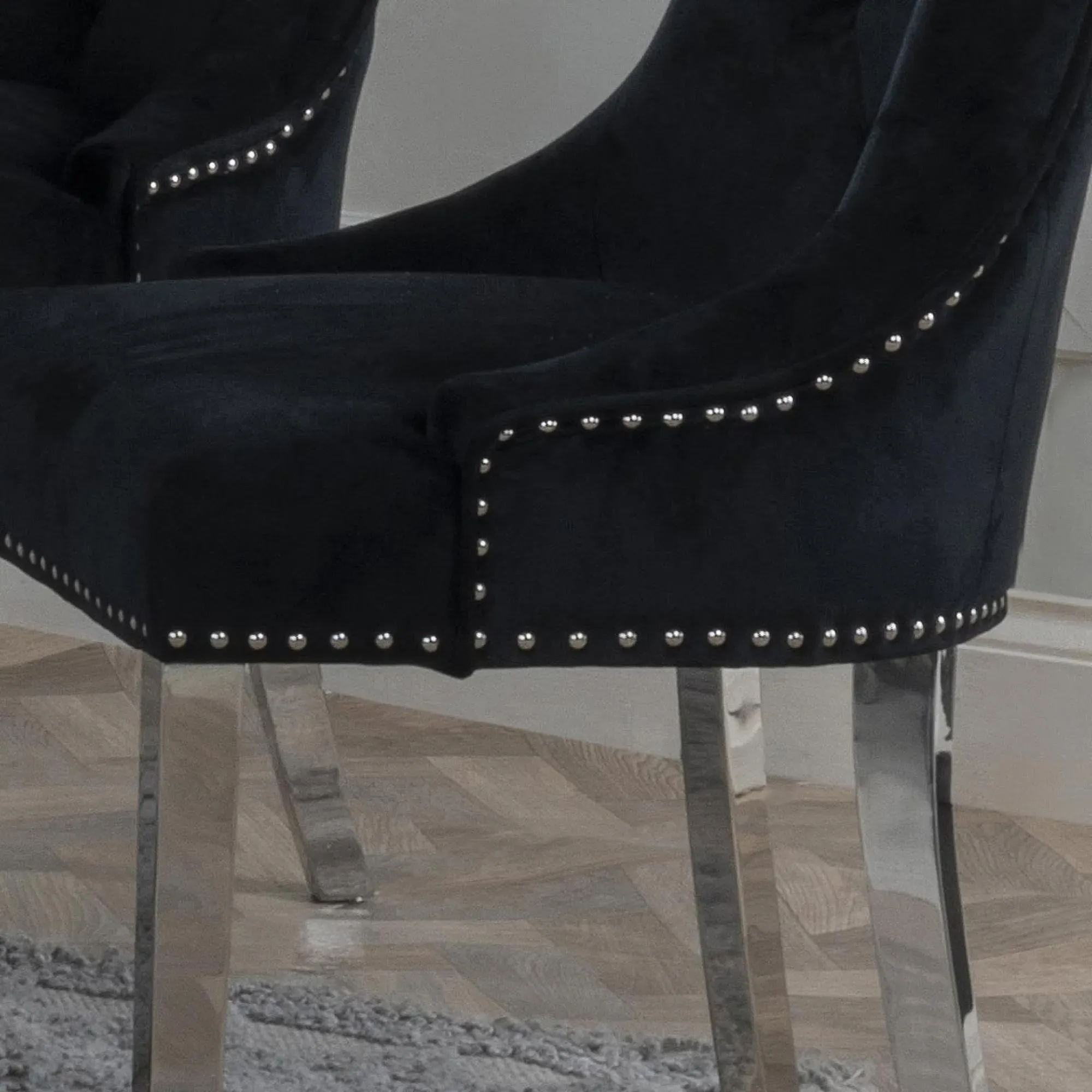 Knocker Back Dining Chair - Black, Velvet