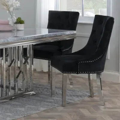 Knocker Back Dining Chair - Black, Velvet