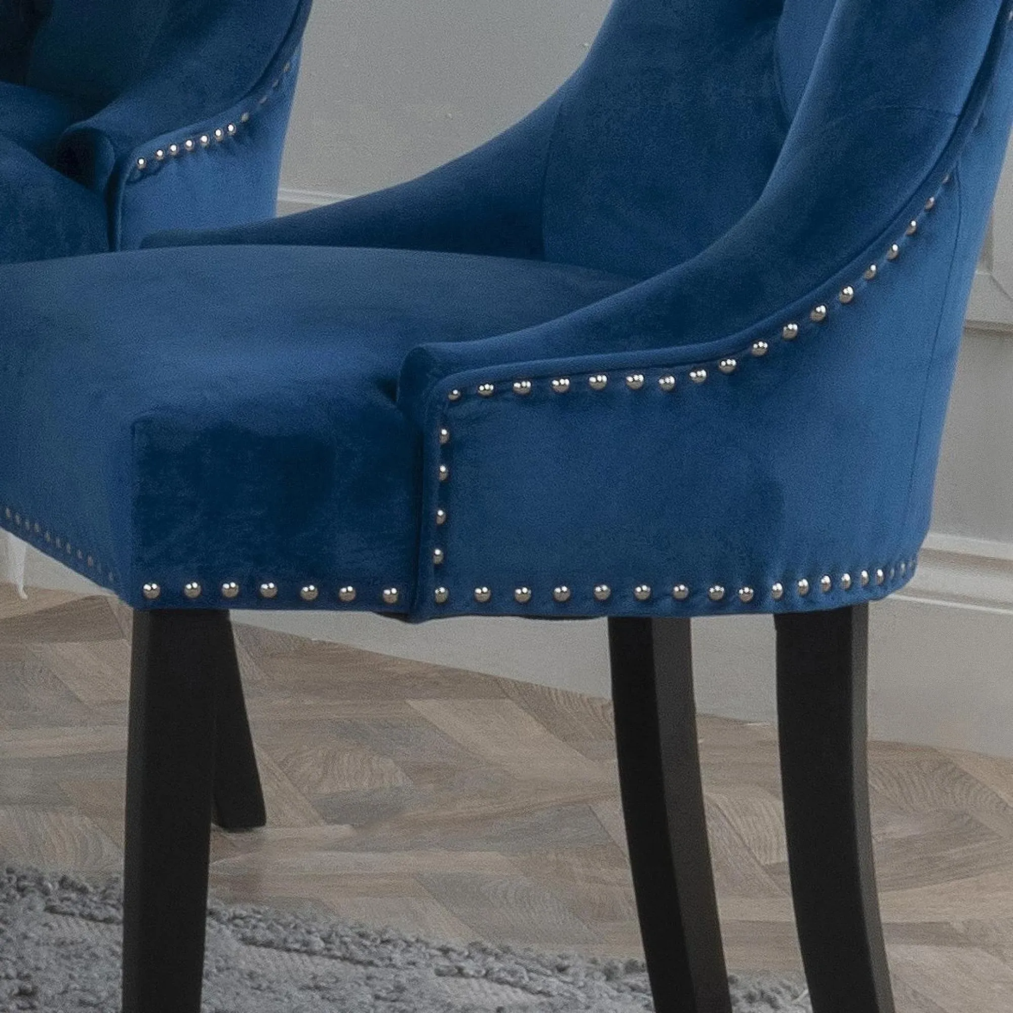 Knocker Back Dining Chair - Blue, Velvet